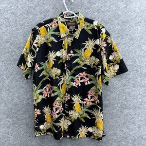 COOKE STREET Hawaiian Islands Men's Shirt L Short Sleeve 100% Cotton, Floral